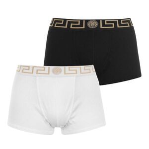 Versace Mens Greca Cotton Underwear (Pack of 2) / Black/White